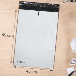 Enveloppe Plastique d'expédition blanche 120mic 45x65cm pack de 100
