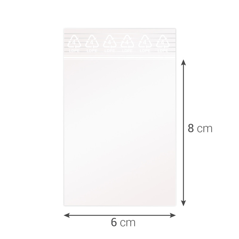 Sachet fermeture rapide, transparent 50mic, 60x80mm sachet de 100