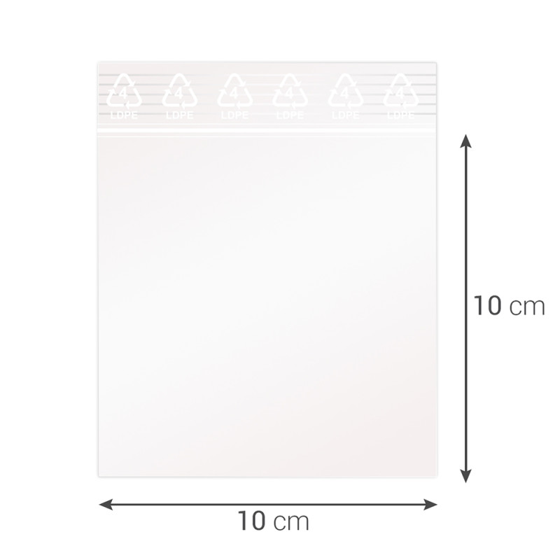 Sachet fermeture rapide, transparent 50mic, 100x100mm sachet de 100