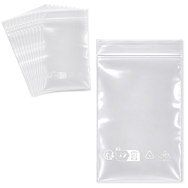 Sachet fermeture rapide, transpar 80mic 6 x 8+1,2 cm sachet de 100