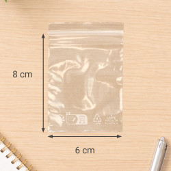 Sachet fermeture rapide, transpar 80mic 6 x 8+1,2 cm sachet de 100