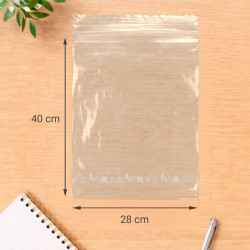 Sachet fermeture rapide, transpar 80mic 28 x 40+1,5cm sachet de 100