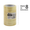 Ruban adhésif Pro 50Mic transparent de bureau 19mm x 66 pack de 8