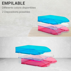 Corbeille courrier anti-choc A4 empilable 345x255x67mm transparente