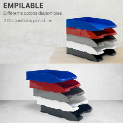 Corbeille courrier anti-choc A4 empilable 345x255x67mm Gris