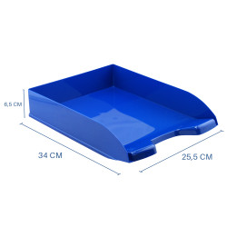 Corbeille courrier anti-choc A4 empilable 345x255x67mm bleue