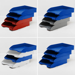 Corbeille courrier anti-choc A4 empilable 345x255x67mm bleue
