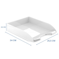 Corbeille courrier anti-choc A4 empilable 345x255x67mm Blanc