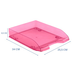 Corbeille courrier anti-choc A4 empilable 345x255x67mm rouge transp
