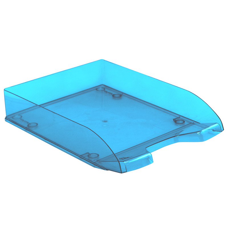 Corbeille courrier anti-choc A4 empilable 345x255x67mm bleu transp