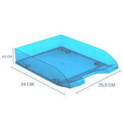 Corbeille courrier anti-choc A4 empilable 345x255x67mm bleu transp