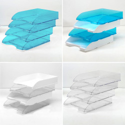 Corbeille courrier anti-choc A4 empilable 345x255x67mm bleu transp
