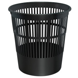 Poubelle de bureau corbeille à papier ajourée polypro 16 litres Noir