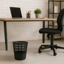 Poubelle de bureau corbeille à papier ajourée polypro 16 litres Noir