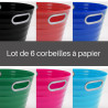 Lot 6 poubelles, corbeilles papier avec poignés 12,5 litres panachée