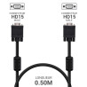 Rallonge écran VGA HD15 M/F Haute Qualité avec ferrites 0.50m