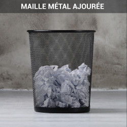 Poubelle, corbeille papier métal ajourée résistante 13 litres noire