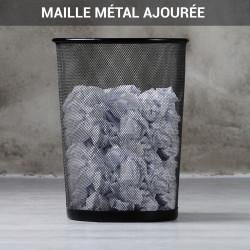 Poubelle, corbeille papier métal ajouré résistante 18 litres noire