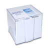 Bloc mémo blanc 700 feuilles 9 x 9 cm support plastique transparent