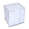 Bloc mémo blanc 700 feuilles 9 x 9 cm support plastique transparent