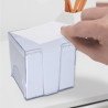 Bloc mémo blanc 700 feuilles 9 x 9 cm support plastique transparent