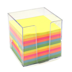 Bloc mémo multicolore 700 feuilles 9 x 9 cm support plastique transp