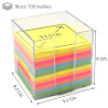 Bloc mémo multicolore 700 feuilles 9 x 9 cm support plastique transp