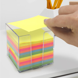 Bloc mémo multicolore 700 feuilles 9 x 9 cm support plastique transp