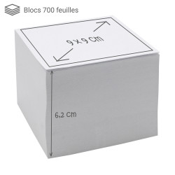 Bloc mémo blanc 700 feuilles 9 x 9 cm avec dos encollé