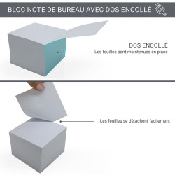 Bloc mémo blanc 700 feuilles 9 x 9 cm avec dos encollé