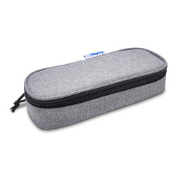 Trousse ovale zippée semi-rigide 23x9x6 cm Tissu Gris chiné