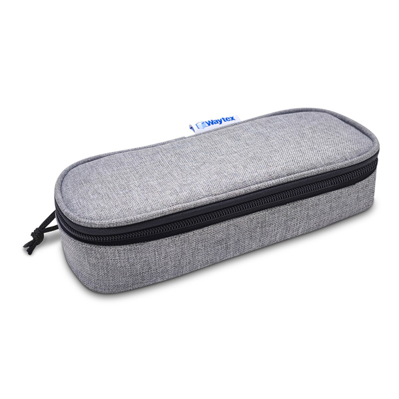 Trousse ovale zippée semi-rigide 23x9x6 cm Tissu Gris chiné