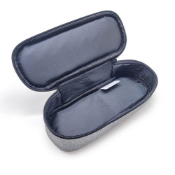 Trousse ovale zippée semi-rigide 23x9x6 cm Tissu Gris chiné