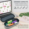 Trousse ovale zippée semi-rigide 23x9x6 cm Tissu Gris chiné