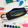 Trousse 2 compartiments et 2 fermetures zip 24x7x10cm Tissu Noire