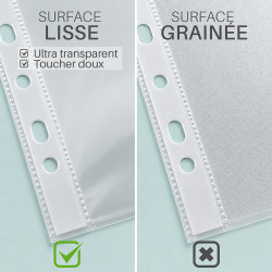 Pochettes perforées A4 transp lisses 50 mic. (5/100e) Paquet de 50