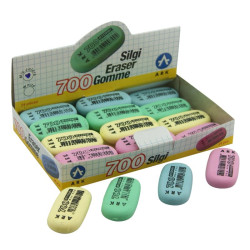 Gomme arrondie 52x50x11mm sans PVC multicoul stand de 24 pièces
