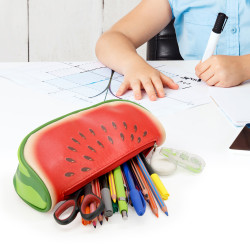 Trousse Fourre tout Zippée 23 x 6 x 9 cm PVC Forme et Décor Pastèque
