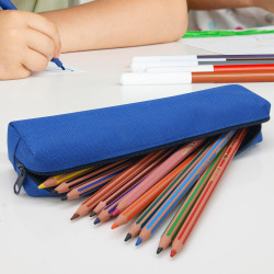 Trousse Fourre-tout 18 x 3,5 x 4,5 cm Textile Souple Bleu Uni