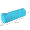 Trousse Fourre tout Ronde 21cm Diamètre 7.5cm Textile Bleu ciel uni