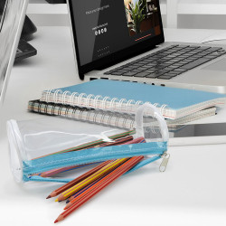 Trousse ronde fourre-tout PVC transparent 21 x 7,5cm