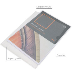 Pochettes Coins A4 Transparent grainées 90 mic. (9/100e) Paquet de 50