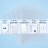 Pochettes Coins A4 Transparent grainées 90 mic. (9/100e) Paquet de 50