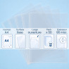 Pochettes Coins A4 Transparent lisses  90 mic. (9/100e) Paquet de 50