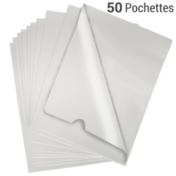 Pochettes Coins A4 Transparent lisses  90 mic. (9/100e) Paquet de 50