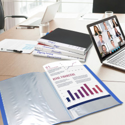 Protège Doc A4 80 Vues 40 Poch Polypro Premium Identifiable - Bleu