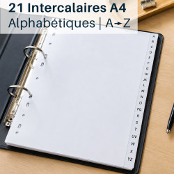 Intercalaires alphabétiques polypropylène A4 21 touches de A-Z