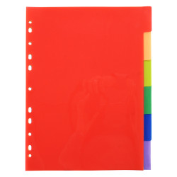 Intercalaires A4 6 touches neutres polypro couleurs vives Avec index