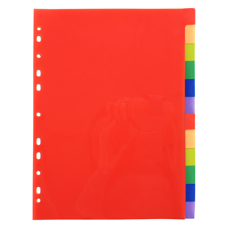 Intercalaires A4 12 touches neutres polypro couleurs vives avec index