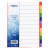 Intercalaires A4 12 touches neutres polypro couleurs vives avec index
